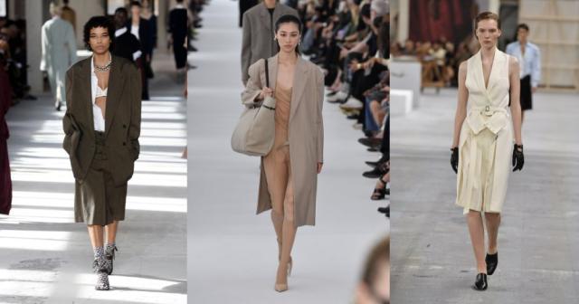 Modeller på catwalk iført tøj der kombinerer herre- og damegarderoben