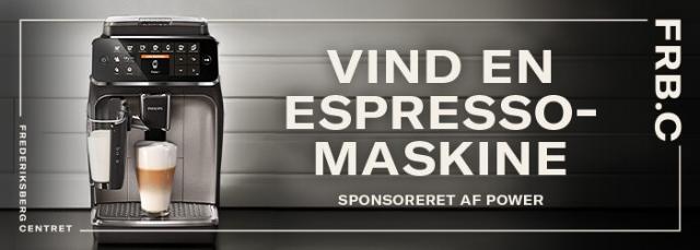 Vind en espressomaskine i Frederiksberg Centret. Hent vores app og deltag i konkurrencen